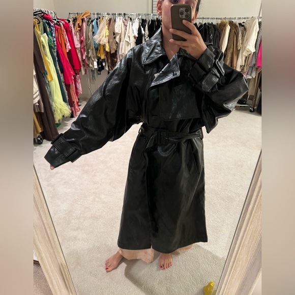 Zara belted faux leather trench coat - Picture 13 of 13